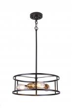  LIT2432BK-GD - 16" 3x60W E26 Pendant in black finish with Gold sockets with chain and loop